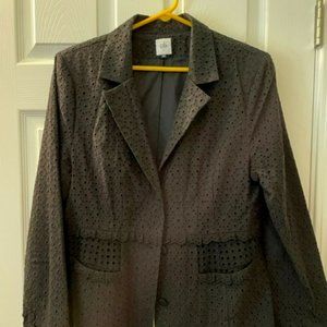 CAbi Black Flamenco Eyelet Blazer Jacket Women's Size 12 Style 5293